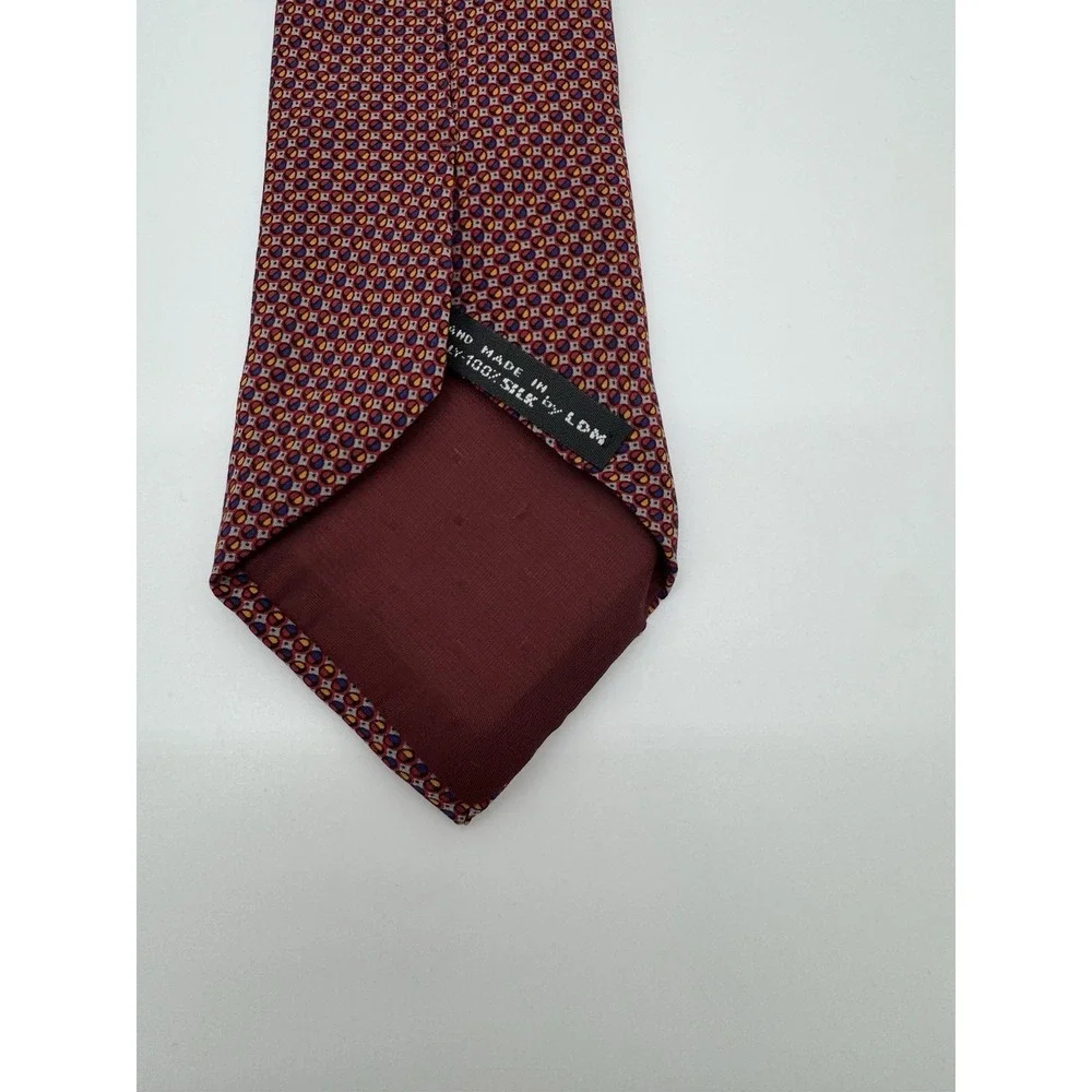 Mario Valentino Silk Tie Red Geometric Pattern Made in Italy Luxury Designer Tie